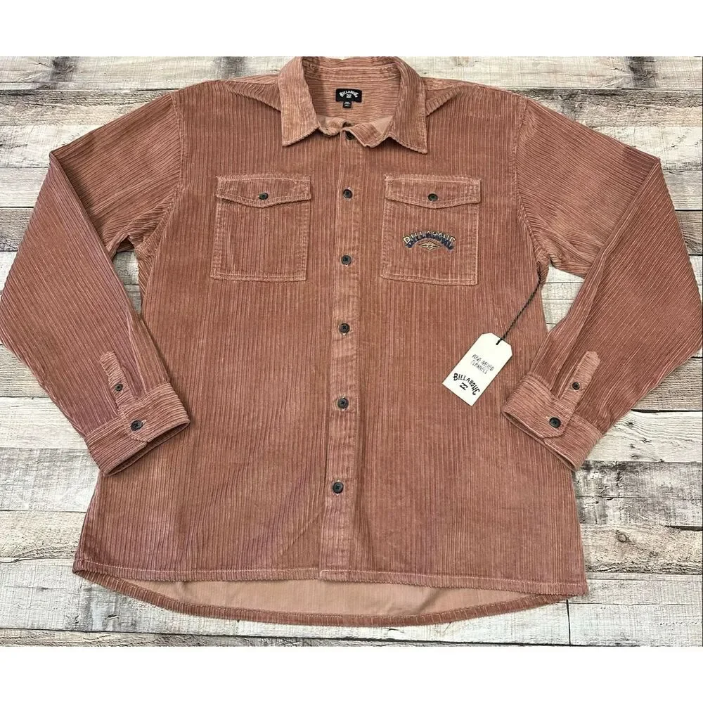 NWT Billabong Bong Days Corduroy Shirt Jacket Rosewood Button Up Surf Skate XXL